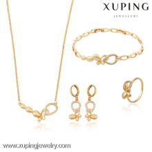 63511- Xuping Anniversary ladies charme conjunto de jóias de ouro